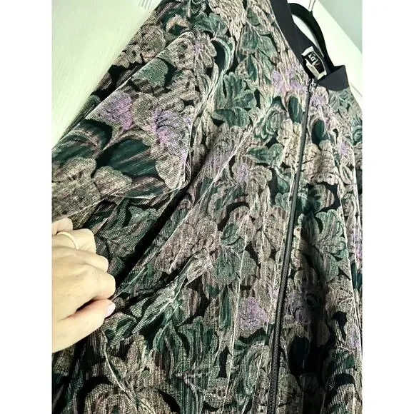 Vintage Rafi Zip Up Floral Bomber Jacket Size 40 With Pockets - Picture 2 of 12